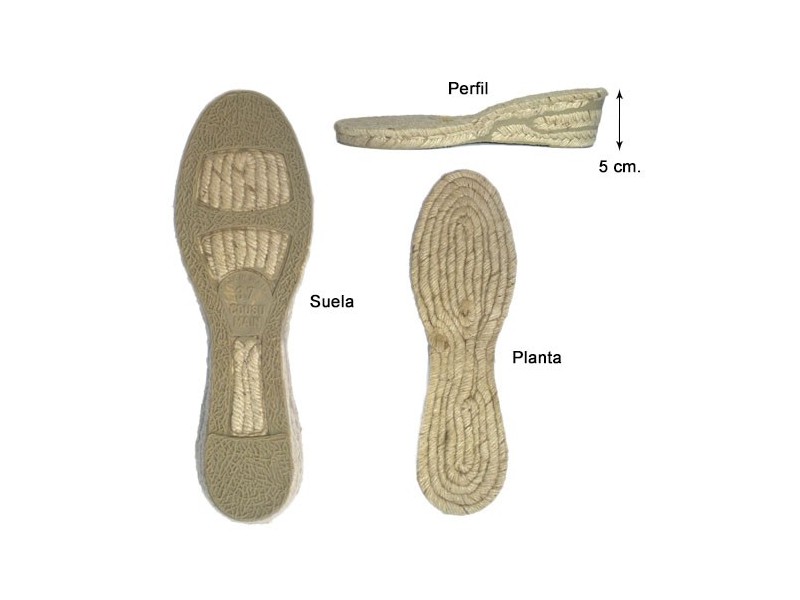 SUELA CUÑA ALPARGATA ESPARTO 5CM (Par)