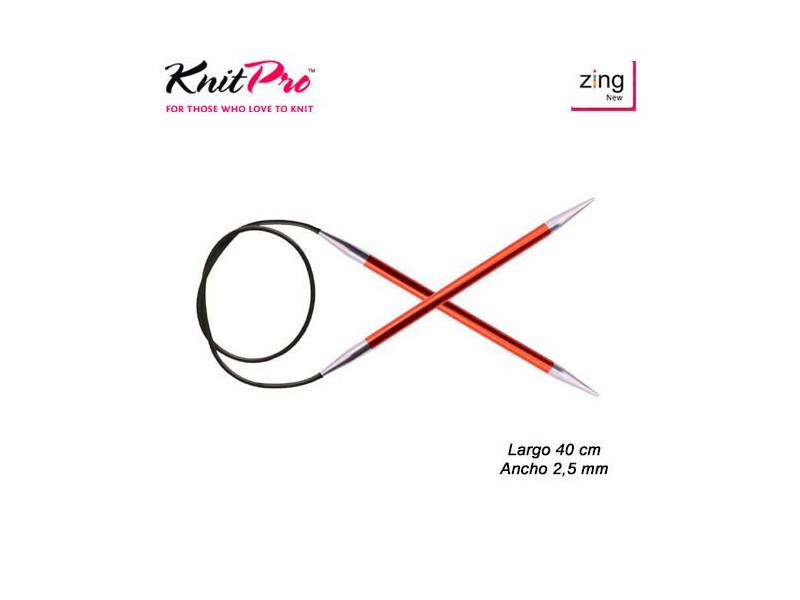 AGUJA CIRCULAR KNITPRO ZING 47063 40cm 2,5mm (Par)